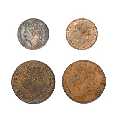 Lot 152 - 4x George IV Copper Coins, comprising:...