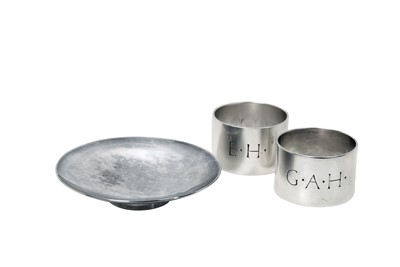 Lot 2489 - An Elizabeth II Silver Dish and a Pair of Napkin-Rings