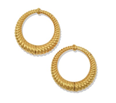 Lot 2298 - A Pair of Hoop Earrings, by Cartier of yellow...