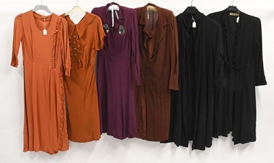 Lot 2243 - Early 20th Century Crepe Dresses and Coats,...