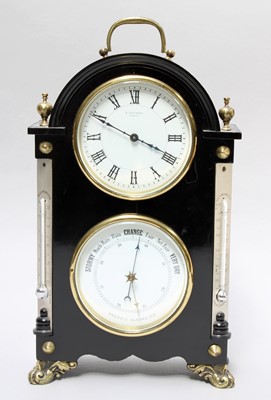 Lot 62 - An Ebonised Mantel Timepiece, combined with...
