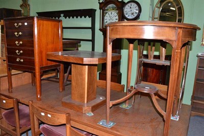 Lot 554 - A sheet music cabinet, an Art Deco occasional table, an inlaid occasional table, side table and...