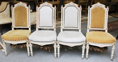 Lot 1153 - Four French Painted Side Chairs, early 20th...