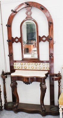 Lot 1305 - A Victorian Mahogany Hall Stand, with arched...