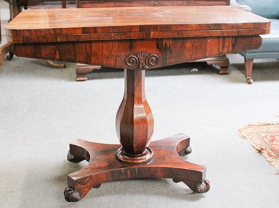 Lot 1183 - A Rosewood Fold Over Card Table, 19th century,...