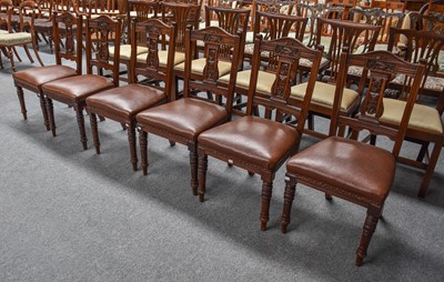 Lot 1185 - A Set of Six Edwardian Carved Walnut Dining...