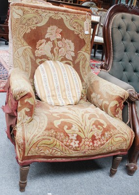 Lot 1189 - A Victorian Upholstered Armchair, on mahogany...