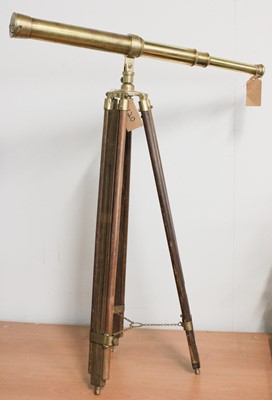 Lot 1260 - A Brass Telescope with Stand