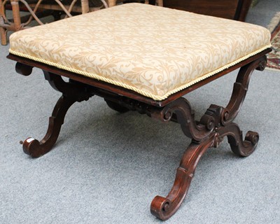 Lot 1282 - A Victorian Mahogany Footstool, with X-frame...