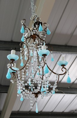 Lot 1257 - A French 1960's Blue Glass Chandelier