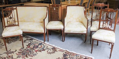 Lot 1292 - An Edwardian Inlaid Mahogany Six Piece Salon...