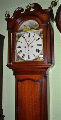 Lot 564 - A 19th century oak longcase clock with painted dial by Burton of Kendal