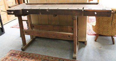 Lot 1315 - A Work Bench Incorperating Two Vices, 170cm by...