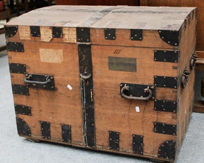 Lot 1332 - A 19th century Metal Bound Silver Chest, brass...