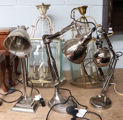 Lot 337 - A Six Brass and Bevelled Glass Hall Lantern,...