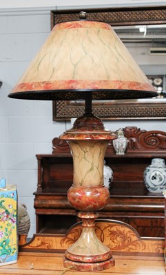 Lot 1199 - A Marble Effect Urn Shaped Tablelamp and Shade,...