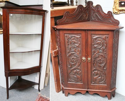 Lot 1140 - An Edwardian Mahogany Corner Display Cabinet,...