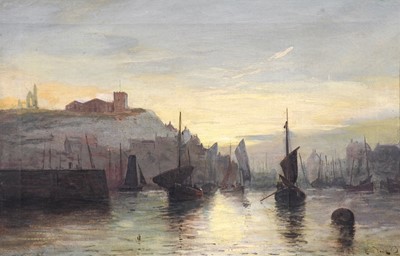 Lot 1315 - Ernest Dade (1864-1934) "Sunset at Whitby"...