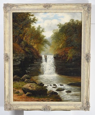 Lot 1070 - William Mellor (1851-1931) Waterfall scene in...