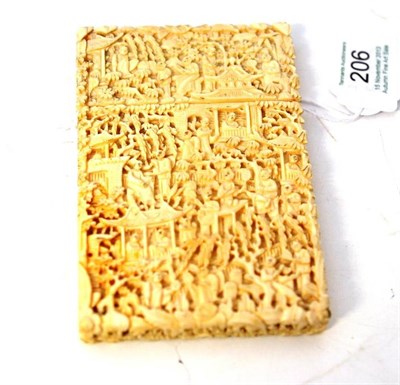 Lot 206 - A Chinese Export Carved Ivory Calling Card Case, Qing Dynasty (1644-1912), with  "reversible " lid