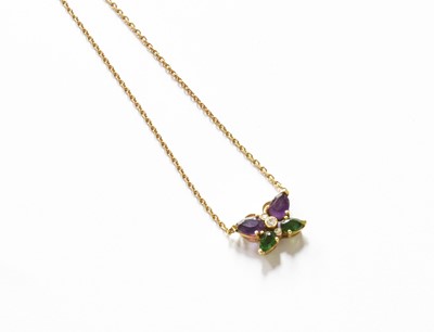 Lot 176 - A Multi-Gem Set Butterfly necklace,...