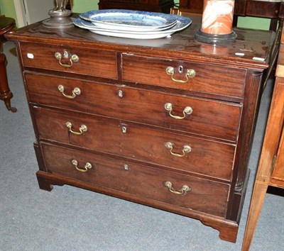 Lot 581 - An 18th century mahogany chest of drawers with column supports