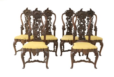 Lot 235 - A Set of Six 18th Century Dutch Baroque Walnut...