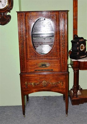 Lot 589 - A 19th century mahogany vitrine on stand inlaid with boxwood and ebony stringing and painted...