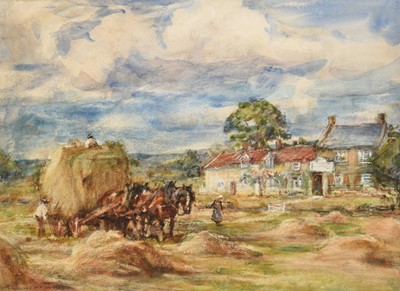 Lot 538 - Rowland Henry Hill (1873-1952) Loading the hay...