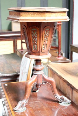 Lot 1222 - A Victorian Walnut Octagonal Work Table, with...