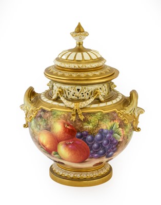 Lot 83 - A Royal Worcester Porcelain Pot Pourri Jar and...