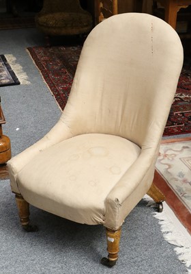 Lot 1331 - A Victorian Slipper Chair, on painted supports...