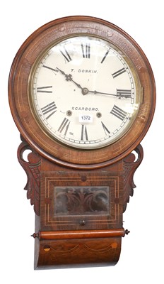 Lot 1372 - An Inlaid Drop Dial Striking Wall Clock, circa...