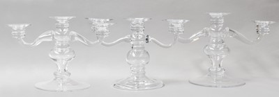 Lot 342 - A Garniture of Three Similar Glass Three-Light...