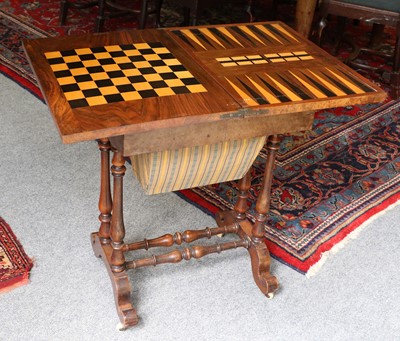 Lot 1284 - A Victorian Rosewood Folding Gaming Work Table,...