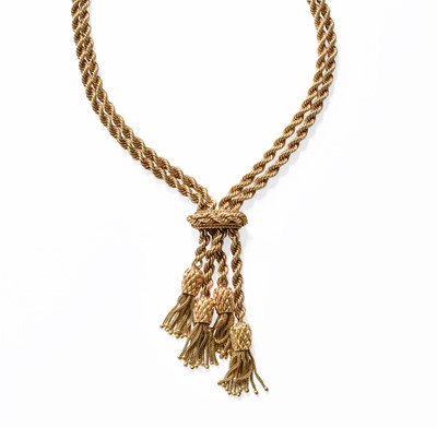 Lot 137 - A Double Row Rope Twist Necklace, with central...