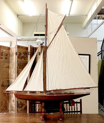 Lot 1375 - A Pond Yacht on Stand, fully rigged, 184cm high