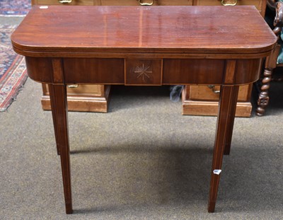 Lot 1305 - A George III Mahogany Fold Over Tea Table,...