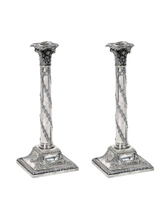 Lot 2427 - A Pair of Victorian Silver Candlesticks