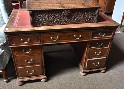 Lot 1299 - A 19th century Oak Pedestal Desk, 122cm by...