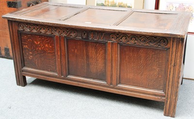 Lot 1176 - A 17th Century Panelled Oak Coffer, 118cm by...