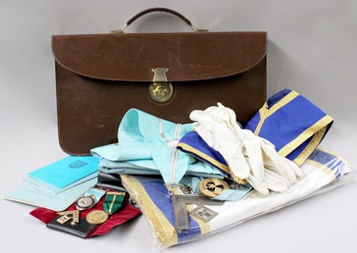 Lot 289 - A Satchel containing a collection of Masonic...