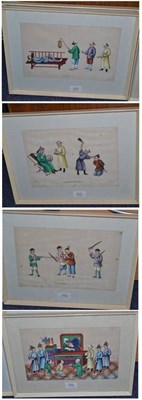 Lot 212 - Chinese School (19th century) Court and Punishment Scenes Four various, gouache on rice paper,...