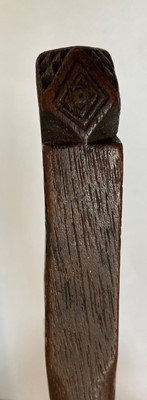 Lot 2046 - A 19th Century Oak Knitting Stick, with two...