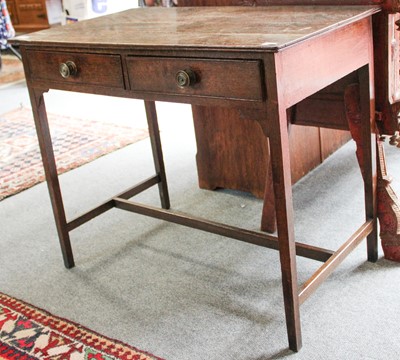 Lot 1192 - A Georgian Oak Two Drawer Side Table, 90cm by...