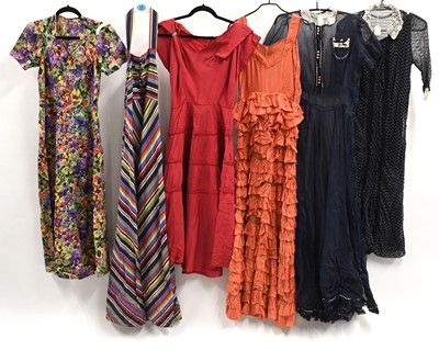 Lot 2220 - Circa 1930s Dresses, comprising a long floral...