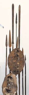 Lot 251 - Two Masai Lion Spears, each with long leaf...