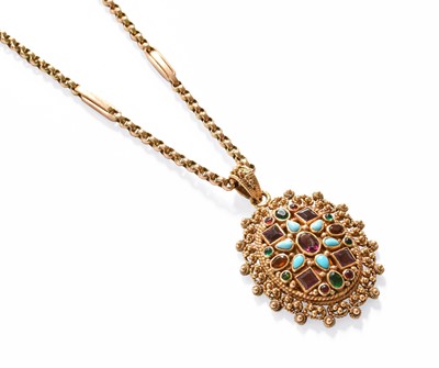 Lot 165 - A Multi-Gem Set Locket/Pendant on Chain, the...