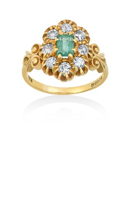 Lot 2207 - An 18 Carat Gold Emerald and Diamond Cluster...