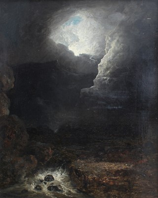 Lot 1031 - British School (19th century) Stormy landscape,...